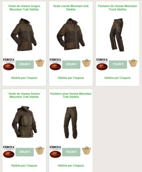Gamme chasse harkila mountain trek 