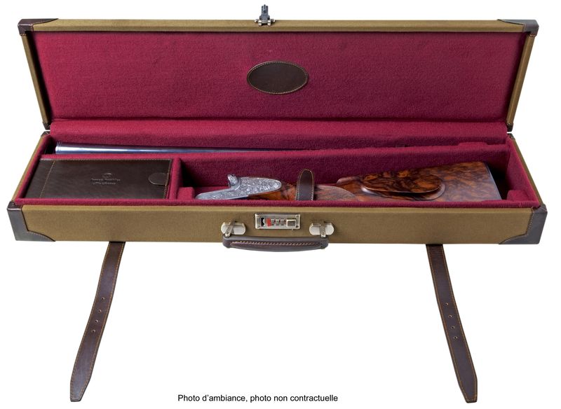 Valise pour fusil et express toile et cuir intérieur feutre rouge